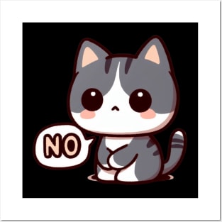 Shy Cute Kitten Saying No Posters and Art